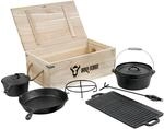 BBQ-Toro 7-teiliges Dutch Oven Set in Holzkiste | Gusseisen- bereits...