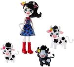 Enchantimals GJX44 - Familien Spielset, Cambrie Cow Puppe mit Kuh Ricotta und 2