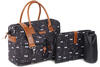 Kidzroom Diaper Bag Black & White - Ideal for travel - Black/Bows - Black Bows...