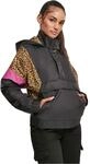 Urban Classics Damen Jacke Ladies Leo Pull Over Jacket mit Animal-Print, Zipper und
