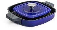 Woll Iron Gusseisen Grillpfanne viereckig mit Rillen, inkl. Steakpresse und