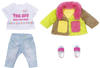 BABY born Deluxe Regenbogen Mantel, Puppenkleidung Set bestehend aus Jacke, Shirt,