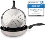 KLAMER Bratpfanne 28 cm Induktion, fettarm braten ohne Anhaften, PFOA-frei 