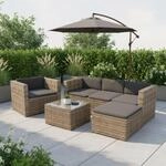 Juskys Polyrattan Lounge Punta Cana L f&uuml;r 4-5 Personen mit 3er Sofa, Sessel,...