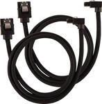 Corsair Premium Sleeved SATA 3 Kabel gewinkelt / gerade (6Gbps, 60 cm 90&deg;) Schwarz
