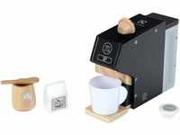 Klein Theo 7401 Electrolux Kaffeemaschine, Holz | Inkl. Tasse, Kapseln, Milch und