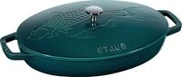 BORD OVAAL 32 CM MET DEKSEL APPELBLAUWZEEGROEN 'LA MER' NEW CLASSIC STAUB...
