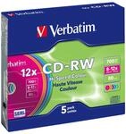 Verbatim CD-RW, 700 MB/80 Minuten - 12-fache Brenngeschwindigkeit, hochwertiger