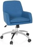 hjh OFFICE 670959 Retro Sessel Shake 400 Stoff Blau B&uuml;rosessel, Jugenddrehstuhl mit