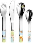 Puresigns 2090400 Woody Kinderbesteck Tiere Edelstahl Poliert Silber 4-teilig