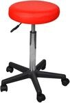 vidaXL Rollhocker H&ouml;henverstellbar Rot Drehstuhl Arbeitshocker Hocker B&uuml;ro