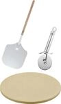 R&Ouml;SLE Barbecue Pizza-Set 3-tlg, Hochwertiger Pizzastein, Pizzaschieber und Pizza-
