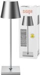 SIGOR Nuindie - Dimmbare LED Akku-Tischlampe Indoor & Outdoor, H&ouml;he 38 cm, aufladbar