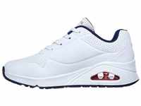 Skechers Damen UNO Stand ON AIR Sneakers, WNVR White Durabuck / navy & red trimm, 41