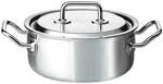 Spring 0415500622 Brigade Premium Bratentopf nieder mit Deckel, Edelstahl, silber,