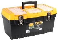 Perel Werkzeugkoffer 31,4L mit Einsatzfach und 3 Deckel-Organizern, Kunststoff