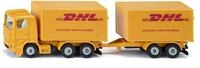 siku 1694, LKW mit Anh&auml;nger DHL, Metall/Kunststoff, Gelb, Heckklappen zum &Ouml;ffnen,