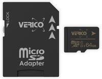 VERICO 64GB microSD C10 UHS-1 Speicherkarte (inkl. Adapter)