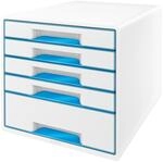 Leitz CUBE Schubladenbox mit 5 Schubladen, Wei&szlig;/Blau, A4, Inkl. transparentem