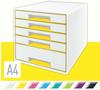 Leitz CUBE Schubladenbox mit 5 Schubladen, Weiß/Gelb, A4, Inkl. transparentem