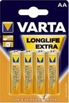 Varta Longlife Extra Alkaline Batterie AA Mignon 4er Pack