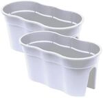 KHW | Flowerclip XL 2er-Set | Wei&szlig; | Pflanzgef&auml;&szlig;e f&uuml;r Balkon- &