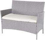 Mendler Poly-Rattan Gartenbank Halden - grau, Kissen Creme