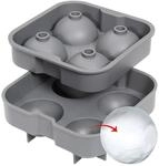 cilio Quattro Eiskugelform f&uuml;r 4 Kugeln, &Oslash; 4,5 cm, Silikon, Grau