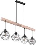 Globo Theodor H&auml;ngeleuchte schwarz matt, natur 4x E27 dimmbar 85x18x120cm