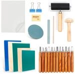 53 St&uuml;ck Lino-Schneid und Druckset, Blockdruck Starter Kit, mit Stempelblock,