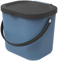 Rotho Albula Biom&uuml;lleimer K&uuml;che 6 L Bio M&uuml;lleimer mit Deckel Blau Anthrazit