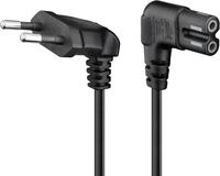 goobay Netzkabel 0,3m, beidseitig 90 Grad gewinkelt, kurzes Stromkabel mit