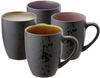 BITZ Kaffee-Becher, Tassen aus Steinzeug, Kaffeetassen mit Henkel, im Set (4...