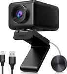 EMEET 1080P HD Webcam, Streaming Webcam mit 4 De-Noise Mikros, Smart KI Fokus &