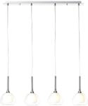 BRILLIANT Lampe Hadan Pendelleuchte 4flg chrom/wei&szlig;-transparent | 4x D45, E14,