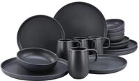 CreaTable, 22978, Serie uno BLACK, 16-teiliges Geschirrset, Kombiservice aus