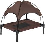 PawHut Erh&ouml;htes Hundebett mit Baldachin Outdoor Kaffee 61 x 46 x 62 cm 