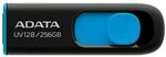 ADATA USB-Stick 3.0, 256 GB, UV128, einziehbar, ohne Kappe, Schwarz/Blau