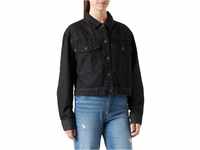 Urban Classics Damen Ladies Short Oversized Denim Jacket Jacke, Black Stone Washed, S