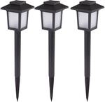 3x LED Solar Steck Leuchten Garten Weg Retro Feuereffekt Au&szlig;en Laternen schwarz