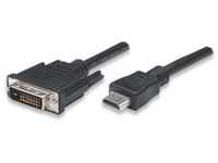 TECHly HDMI/DVI Anschlusskabel 1.80m ICOC-HDMI-D-018 Schwarz [1x HDMI-Stecker - 1x