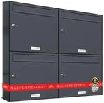 AL Briefkastensysteme 4er Briefkastenanlage Anthrazit Grau RAL 7016, Premium