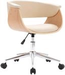 vidaXL Drehbarer B&uuml;rostuhl Creme Bugholz und Kunstleder