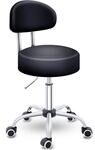 TRESKO&reg; Rollhocker mit Lehne h&ouml;henverstellbar 10cm Dicke Polsterung Drehbar