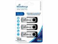 MediaRange USB 2.0 Speicherstick 16GB - 3er Pack - Mini USB Flash-Laufwerk mit