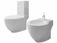 vidaXL Design Stand WC Bidet Bodenstehend Spülkasten Keramik Weiß Toilette