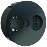 BACHMANN Einbausteckdose TWIST 1x Steckdose mit 2x USB A 2m Kabel Tischsteckdose f&uuml;r