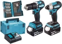 Makita DLX2414JX4 Akku-Set 18V (DTD157Z + DHP487Z + DC18RC + 2x BL1830B) im...