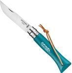 Opinel N&deg;06 Azul turquesa con enlace de cuero, Silber