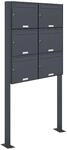 AL Briefkastensysteme 6er Standbriefkasten in Anthrazitgrau RAL 7016 als 6 Fach